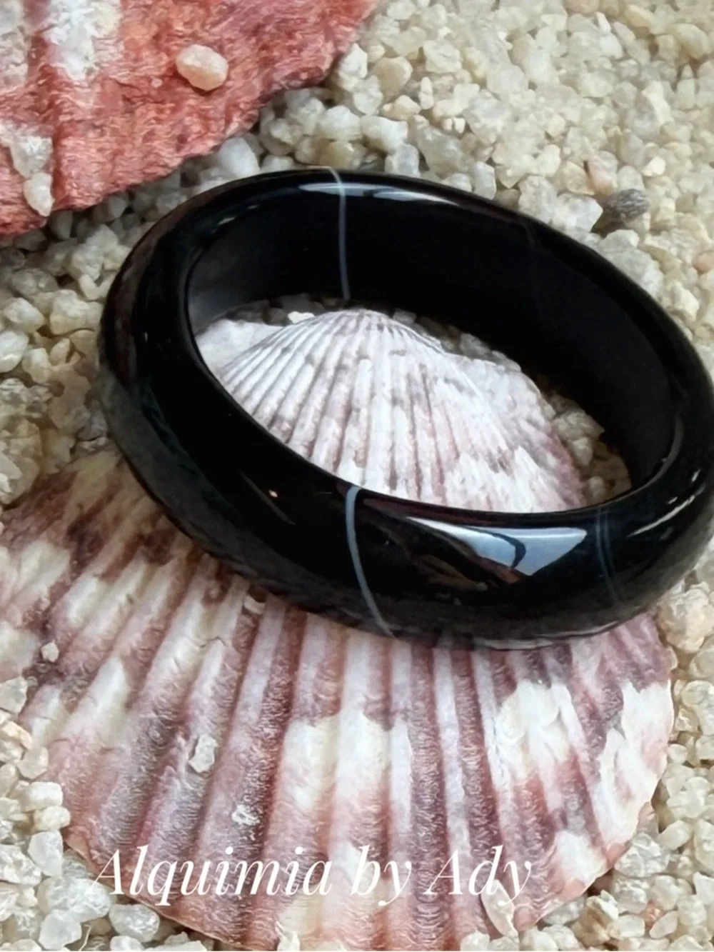 Black  carved AGATE STONE Ring band